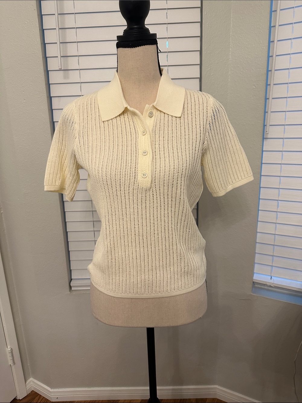 rag & bone Cream Short-Sleeve Knit Polo